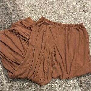 Rust Brown Wide-Leg  Flowy Pants​